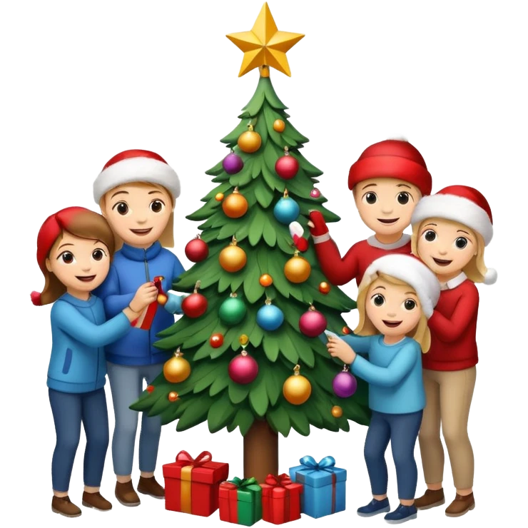 people decorating a Christmas tree emoji