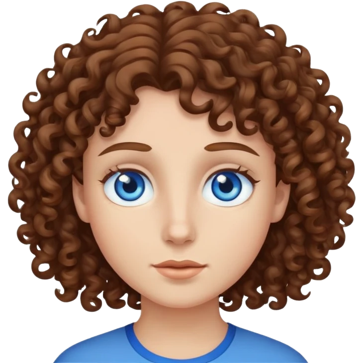 brown curly hair and blue eyes emoji