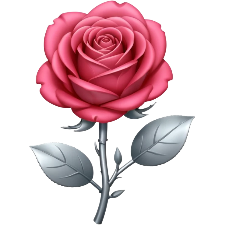 gray metal chrome rose, without green leaves, just flower emoji