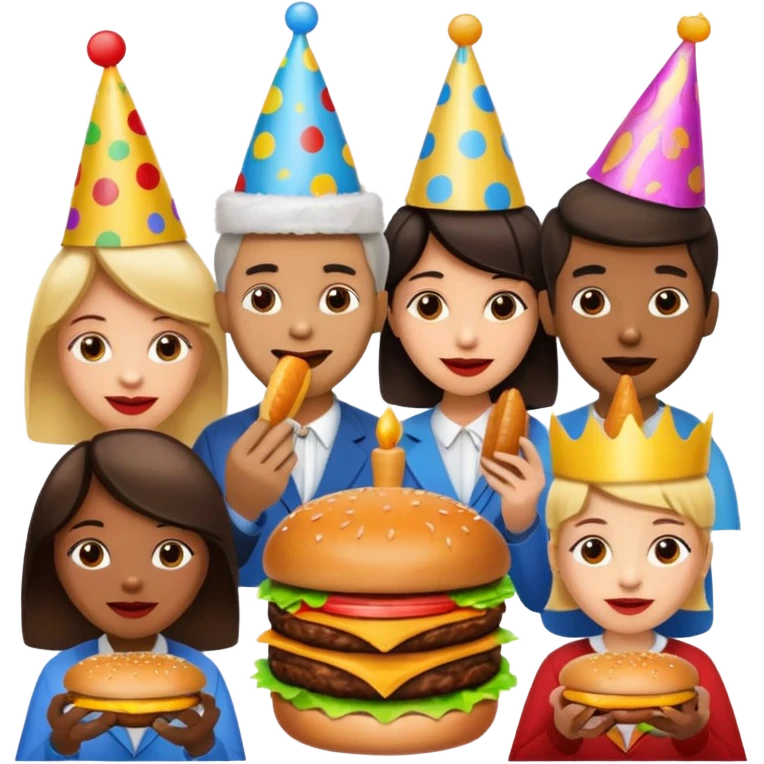 A group of hungry people eating burgers. emoji