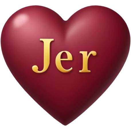 Burgundy heart with the letters Jer in the middle  emoji