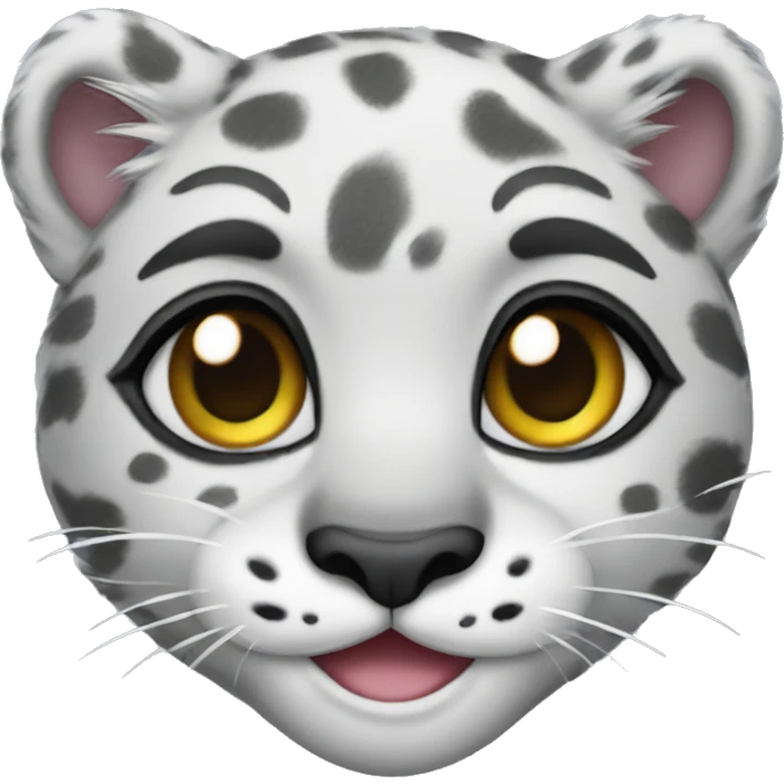 cute snow leopard shows a heart emoji