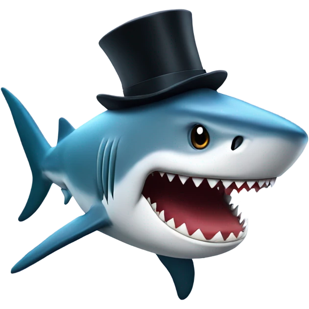 Shark with a top hat emoji