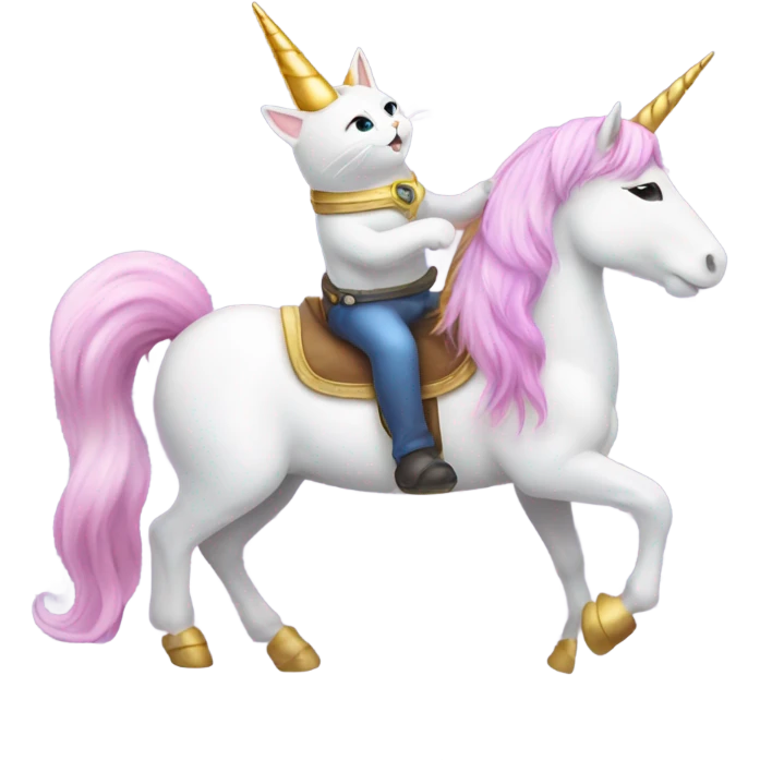Cat riding a unicorn  emoji