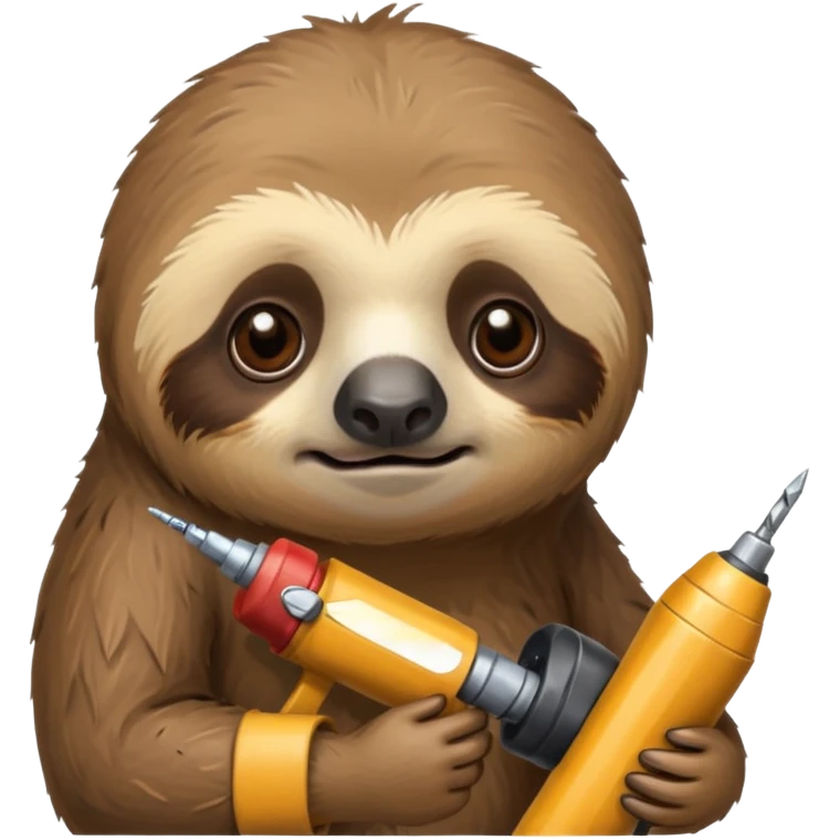 грустный ленивец с перфоратором  emoji