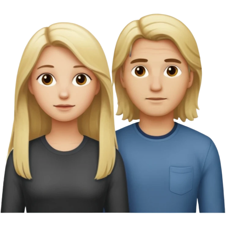 casal com menina loirinha cabelo médio e homem cabelo grande porém emoji