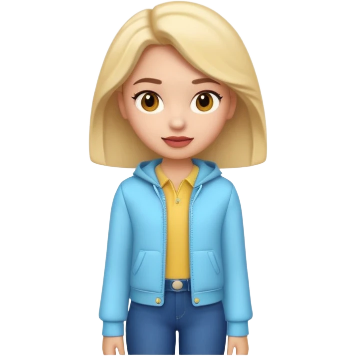 A 3D emoji with a Disney style that the depicts a person who is learning to become a fashionista as her highchool extended profile. She is young in a highschool age. emoji