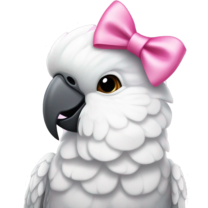 white cockatoo with a pink bow emoji