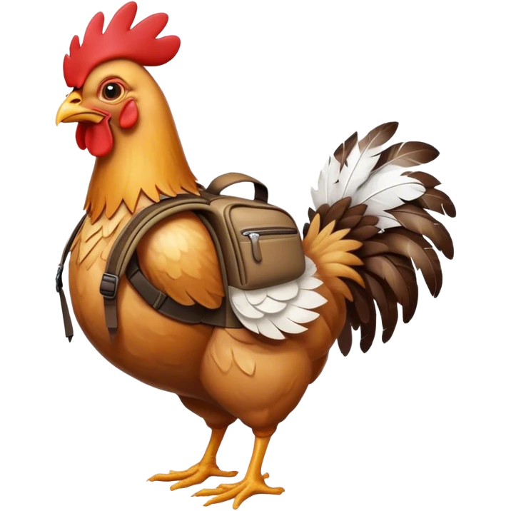 a chicken wearing a backpack emoji