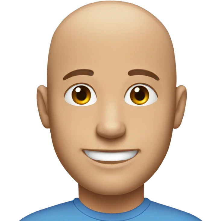 bald male in blue shirt smiling  emoji