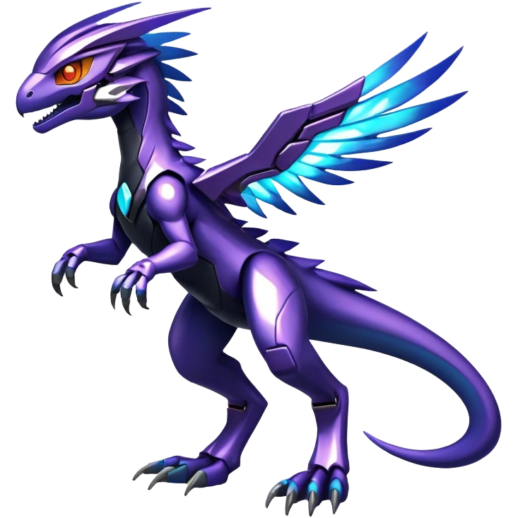 Shiny Nebula Futuristic Fakemon-Pokemon-Digimon-Spectrobes-Raptor-fusion, full body emoji