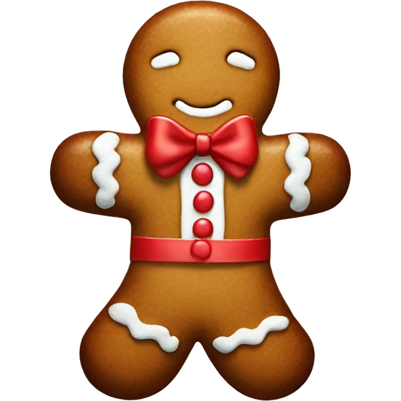 Gingerbread man with red bow emoji