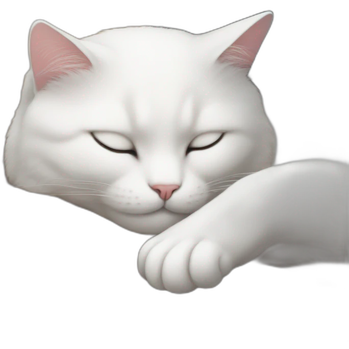 Totally white cat sleeping near by totally black cat emoji