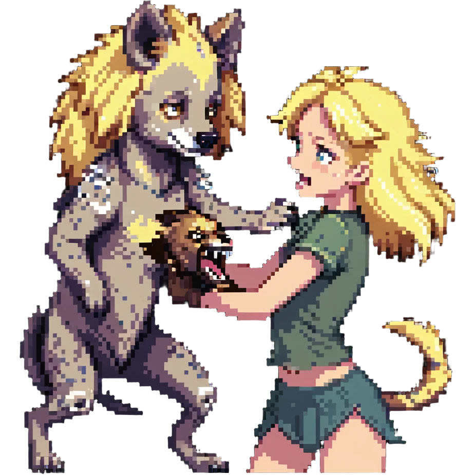 hyena attacking a blonde-haired girl emoji