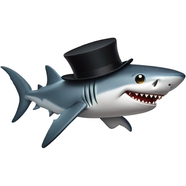 Shark with a top hat emoji