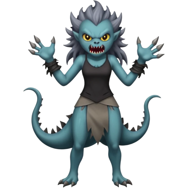 dark angry siren monster, full body emoji
