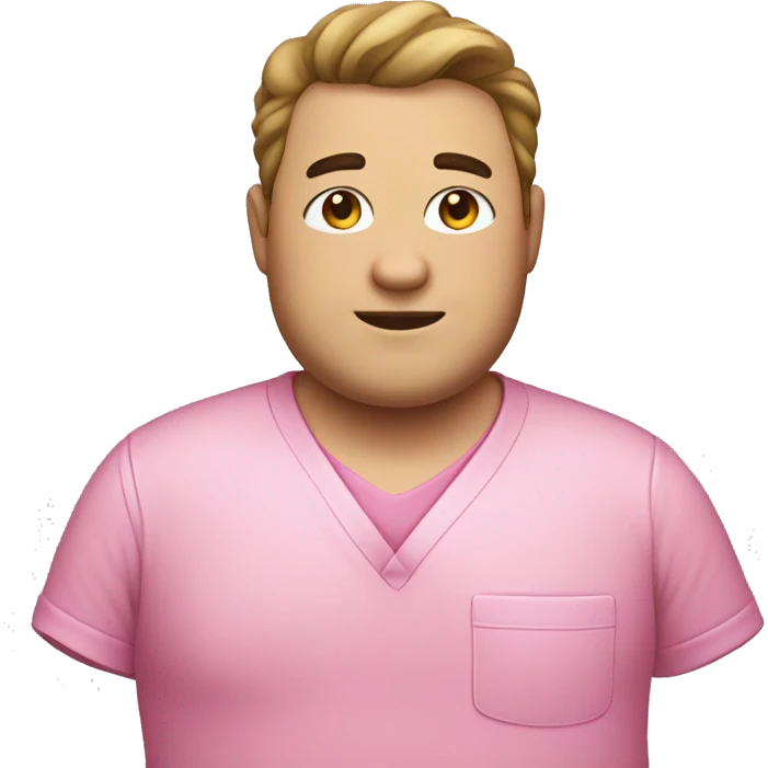 Chubby man wearing a pink scrub emoji