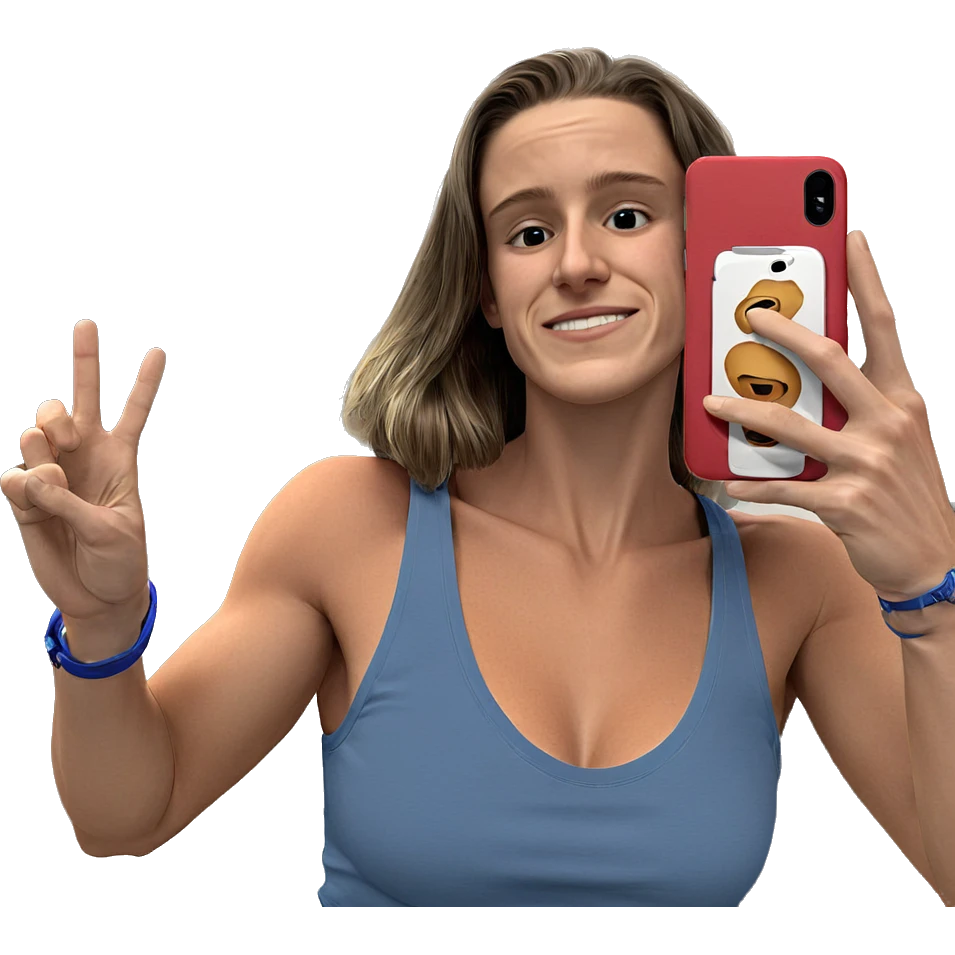 selfie in blue tank top emoji