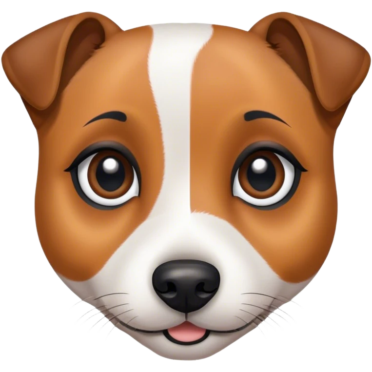 Small jack russel terrier with big dolly eyes, and some black marking around eyes emoji
