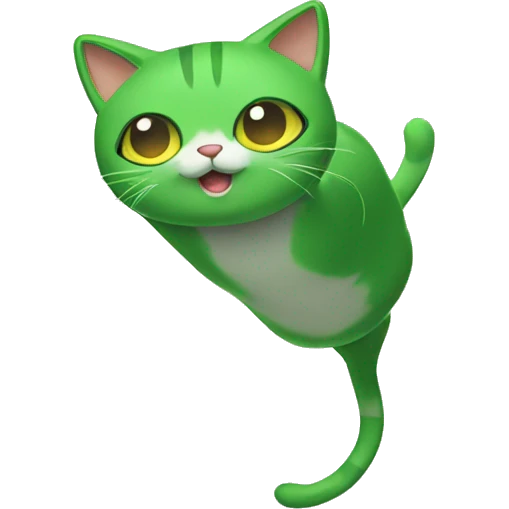 upside down green cat emoji