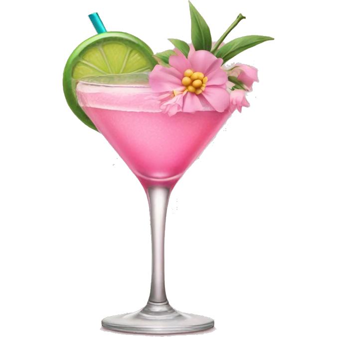 Pink Cocktail with flowers  emoji