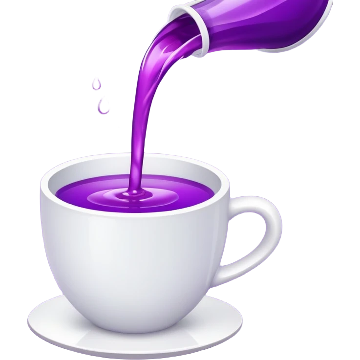 White cup spilling purple liquid  emoji