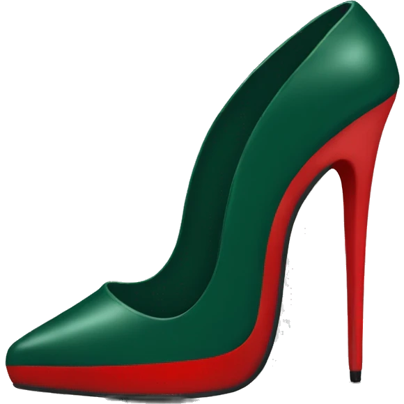 dark green stiletto heels with red bottom emoji
