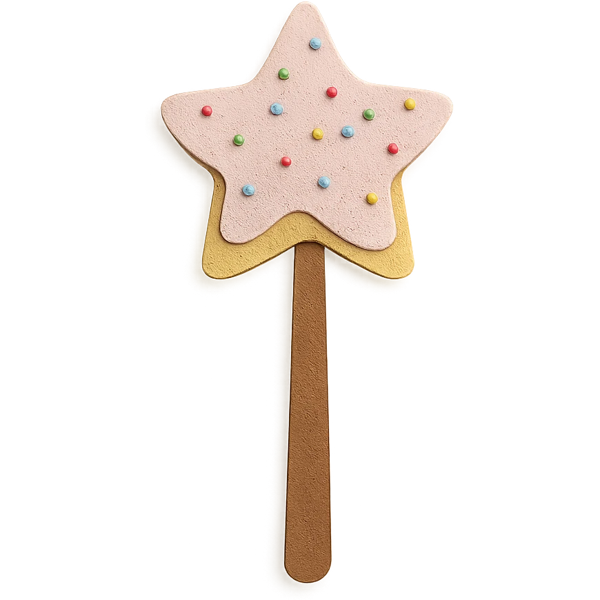 paper craft style magic wand with frosting texture emoji