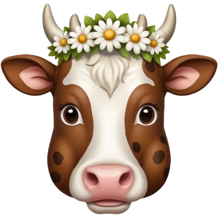 cow portrait with flower crown emoji