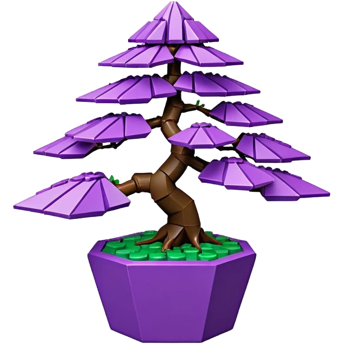  small short cascade black indigo bonsai pot plant purple shinku maple Lego with triangular angular multi hexagon faceted asymmetrical originally shaped body  emoji