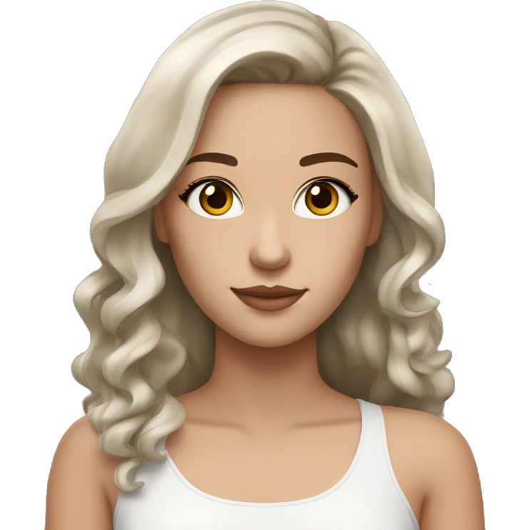white light brunette girls , with brown eyes, with hightliter and blush, and long lashes emoji