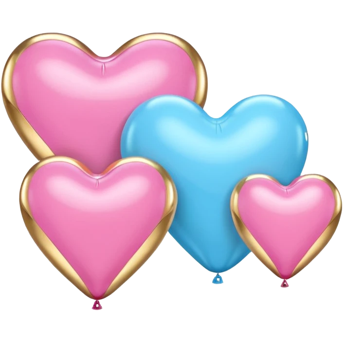 pink gold and light blue rococo inflatable hearts emoji