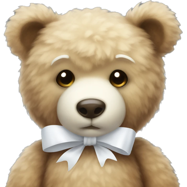 A fluffy teddy bear with a white bow emoji