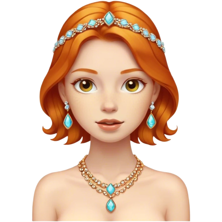 portrait of a ginger girl with jewelry emoji