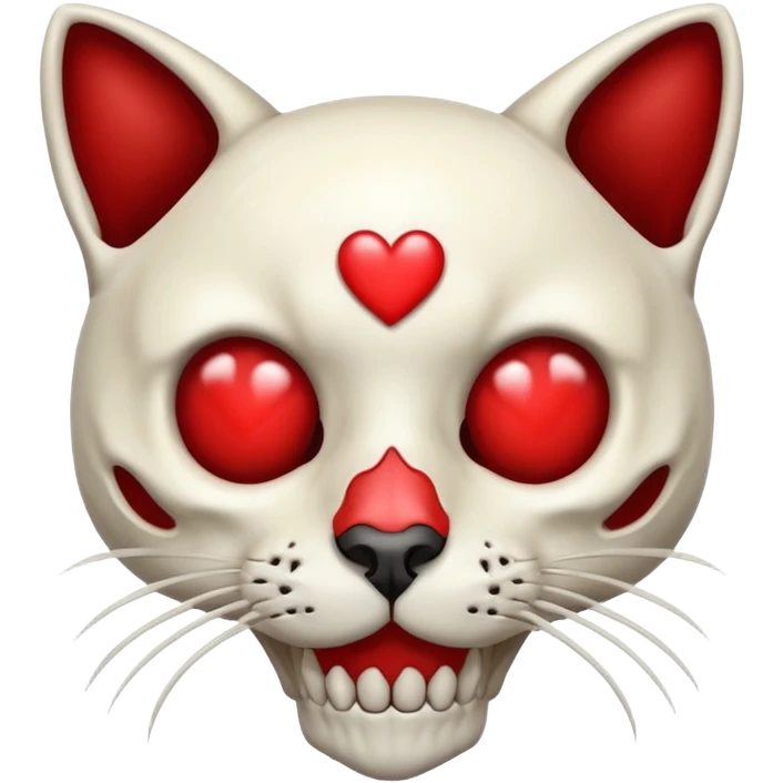 cat skull with a heart as nose emoji