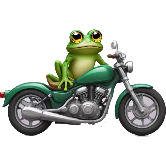 Frog with spectacles and motorbike emoji