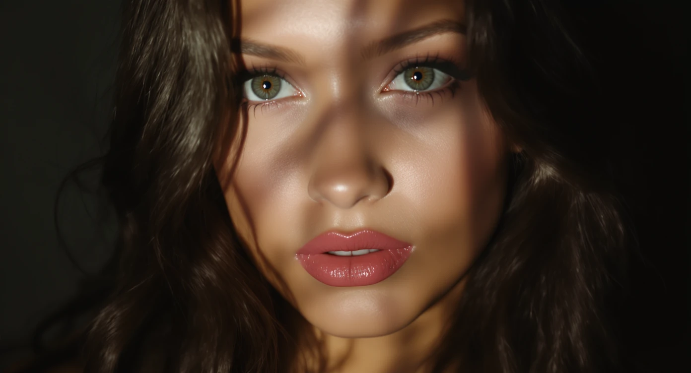 Extreme Closeup photo of a beautifull woman, cinematic light, 8K, very detailed, sharp emoji