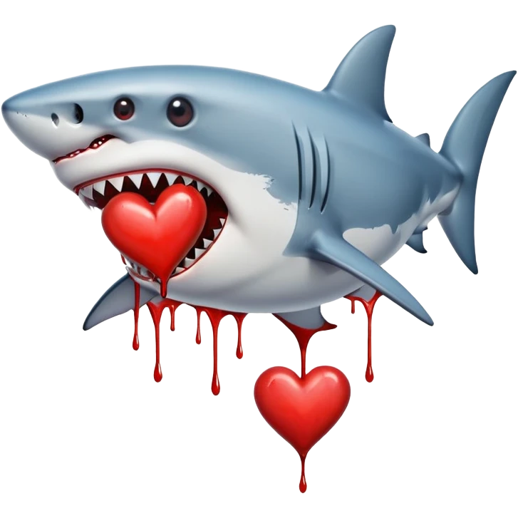 shark holding a heart emoji