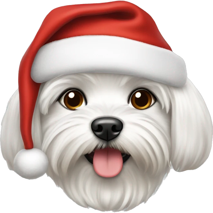 Maltese dog with Santa hat emoji