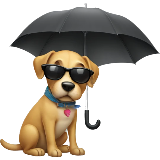 Dog wearing sunglasses, with an umbrella  emoji