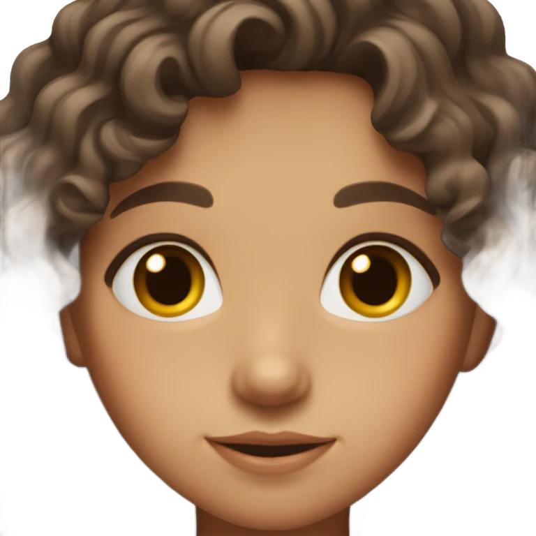 Cute brunette girl with wavy hair and brown eyes emoji
