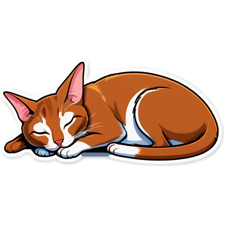 Brown oriental shorthair cat sleeping emoji