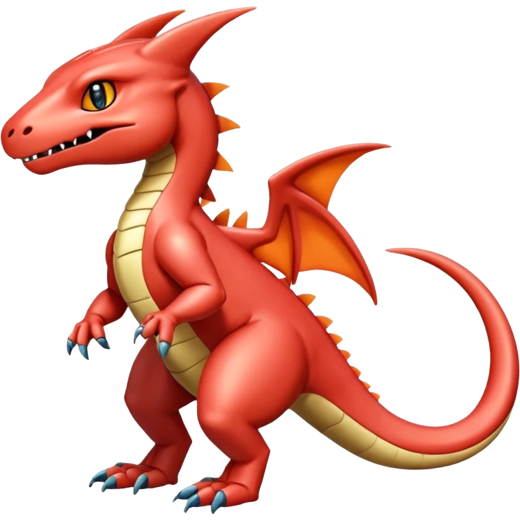 Cute Shiny beige iridescent Guilmon-Salandit-Fakémon-hybrid-creature (full body)  emoji