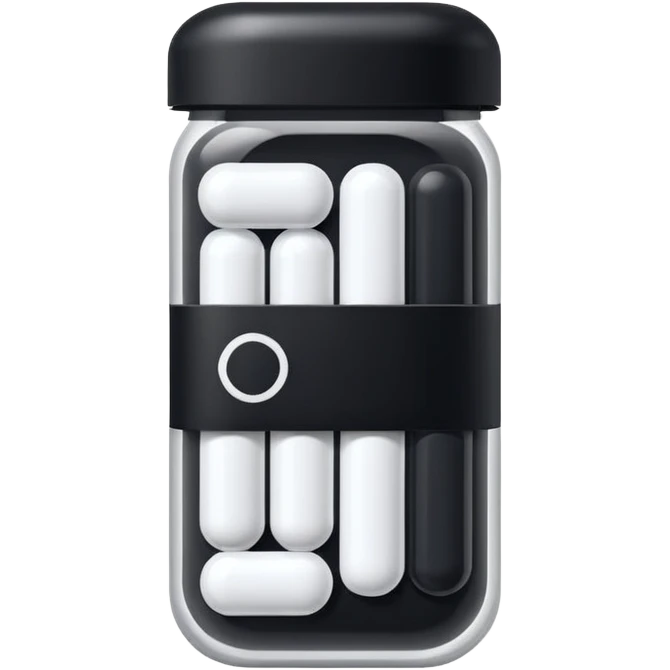 Minimalistic futuristic white&black pills pack emoji, black and white, flat vector design, high-tech clean UI icon emoji