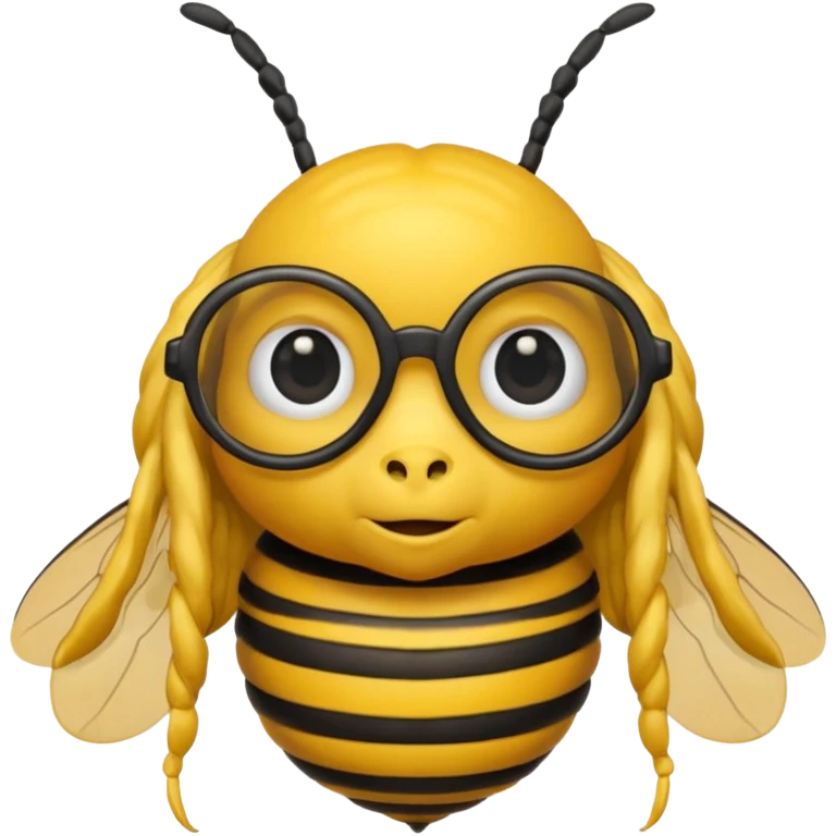 long hair bee with glasses emoji
