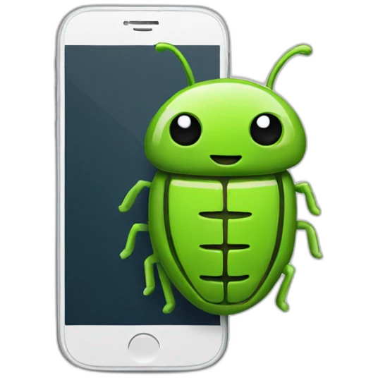 Smartphone with an bug emoji