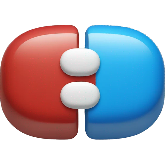 half red and half blue medicine pill emoji