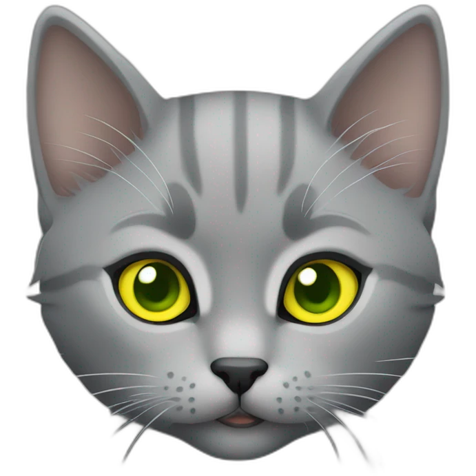 Grey Ninja kitten with yellow green eyes  emoji