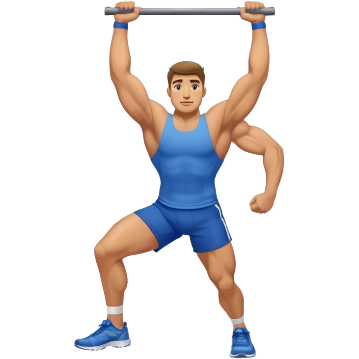 buff guy blue shorts stretching quadriceps emoji