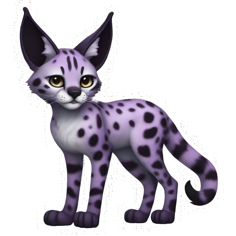 Epic Edgy Black Purple White ethereal Serval-Fionbri-Vernid full body emoji